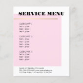 Minimalistische Roos Nepgoud Lijn Service Menu (Voorkant)
