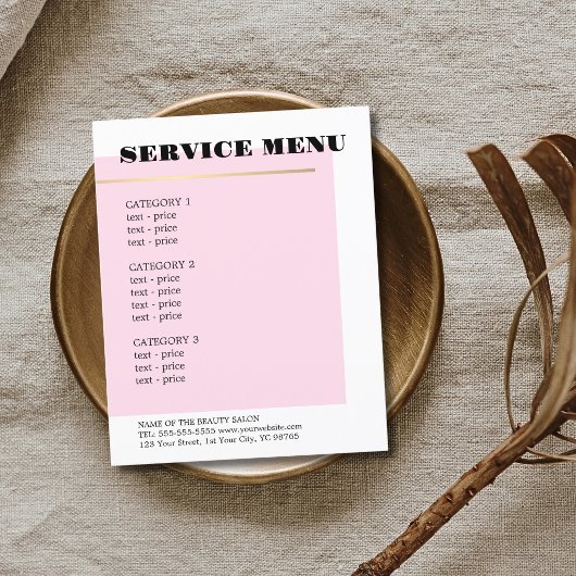 Minimalistische Roos Nepgoud Lijn Service Menu