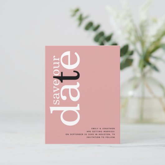 Minimalistische Roos QR-codetekst Opslaan datum Briefkaart (Staand voorkant)