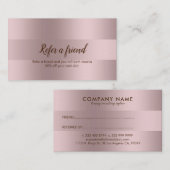 Minimalistische Roose-Gold Stripes Referral Kaart (Voorkant / Achterkant)