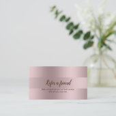 Minimalistische Roose-Gold Stripes Referral Kaart (Staand voorkant)