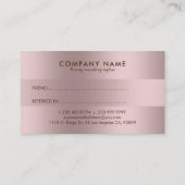 Minimalistische Roose-Gold Stripes Referral Kaart (Achterkant)