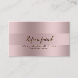 Minimalistische Roose-Gold Stripes Referral Kaart