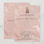 Minimalistische rosegold marmeren gouden ananas kaart (Voorkant / Achterkant)