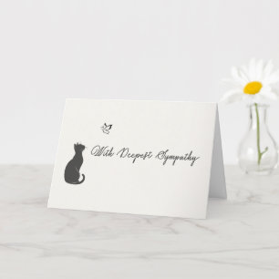 Minimalistische rouwkaart voor kat met diepste sym kaart