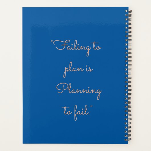 Minimalistische Royal Blue Custom Persoonlijk Maan Planner (Achterkant)