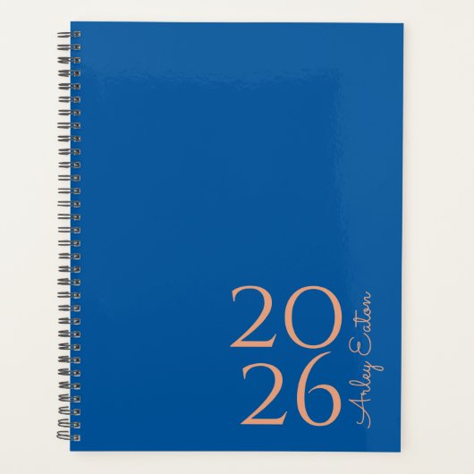 Minimalistische Royal Blue Custom Persoonlijk Maan Planner (Voorkant)