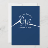 Minimalistische Royal Blue en White The One Weddin Kaart (Achterkant)