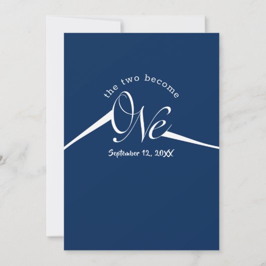 Minimalistische Royal Blue en White The One Weddin Kaart (Achterkant)