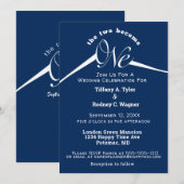 Minimalistische Royal Blue en White The One Weddin Kaart (Voorkant / Achterkant)