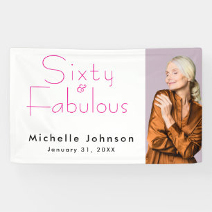 Minimalistische Roze 60 & Fabulous 60ste Verjaarda Spandoek
