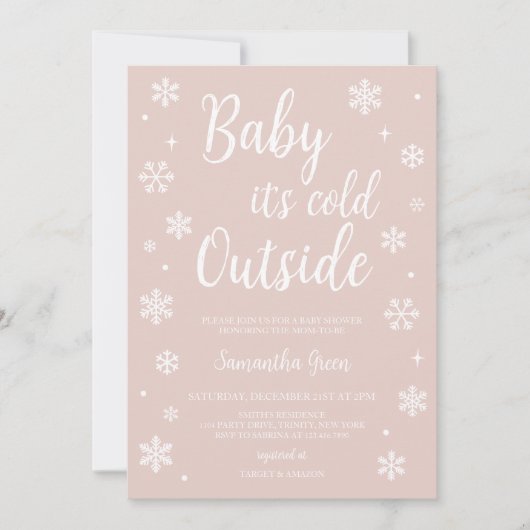 Minimalistische roze Baby Het is koud buiten Baby  Kaart (Voorkant)