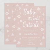 Minimalistische roze Baby Het is koud buiten Baby  Kaart (Voorkant / Achterkant)