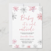 Minimalistische roze Baby Het is koud buiten Baby  Kaart (Voorkant)