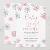 Minimalistische roze Baby Het is koud buiten Baby  Kaart (Voorkant / Achterkant)