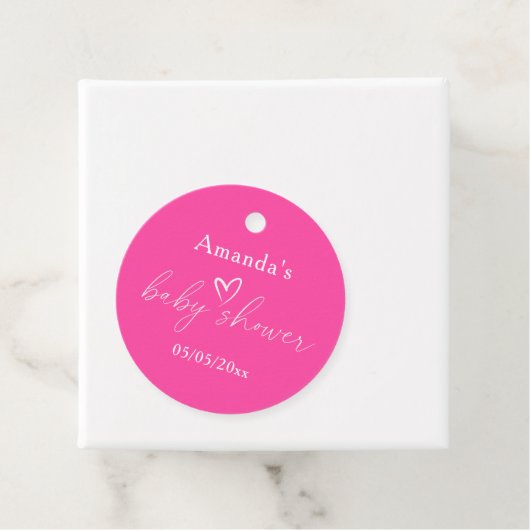 Minimalistische Roze Baby Shower Bedankjes Labels (In situ)