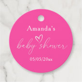 Minimalistische Roze Baby Shower Bedankjes Labels (Voorkant)