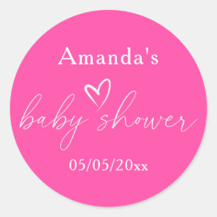 Minimalistische Roze Baby Shower Ronde Sticker