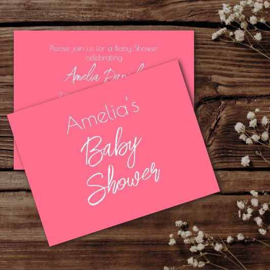 Minimalistische Roze Babyshower Uitnodiging