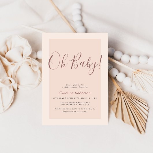 Minimalistische roze babyshower uitnodiging