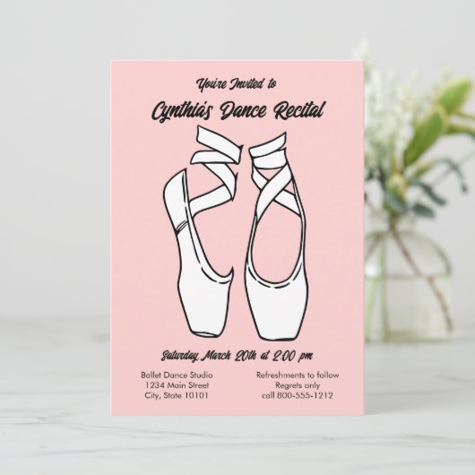 Minimalistische Roze Ballet Dans Overweging Uitnod Kaart (Staand voorkant)