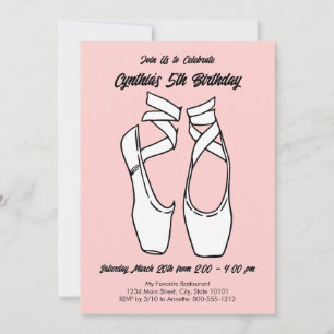 Minimalistische Roze Ballet Verjaardagsfeest Kaart