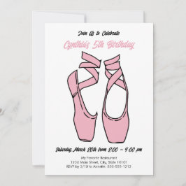 Minimalistische roze ballet verjaardagsfeest uitno kaart