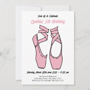 Minimalistische roze ballet verjaardagsfeest uitno kaart