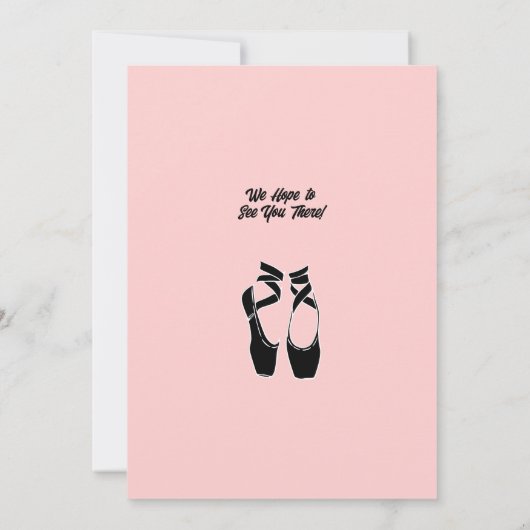 Minimalistische roze balletuitvoering uitnodiging (Achterkant)