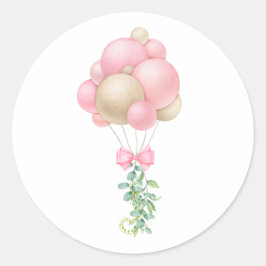 Minimalistische roze ballonnen meisje Baby shower Ronde Sticker