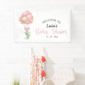 Minimalistische roze ballonnen meisje Baby shower Spandoek (Insitu)