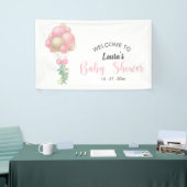 Minimalistische roze ballonnen meisje Baby shower Spandoek (Beurs)
