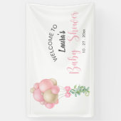 Minimalistische roze ballonnen meisje Baby shower Spandoek (Verticaal)