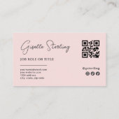 Minimalistische Roze Bedrijfs Script QR Code Visitekaartje (Achterkant)