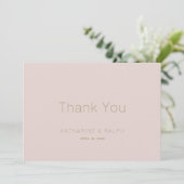 Minimalistische Roze Beige bruiloft Bedankt (Staand voorkant)