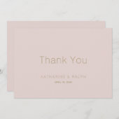 Minimalistische Roze Beige bruiloft Bedankt (Voorkant / Achterkant)