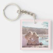 Minimalistische roze beste vriend bestitie bff fot sleutelhanger (Voorkant)