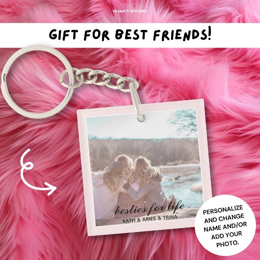 Minimalistische roze beste vriend bestitie bff fot sleutelhanger