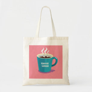 Minimalistische Roze Blauwe Koffie Cup liefhebber Tote Bag
