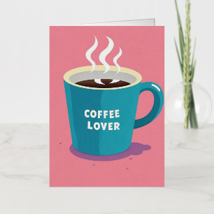 Minimalistische Roze Blauwe Koffiekop liefhebber  Folie Wenskaart