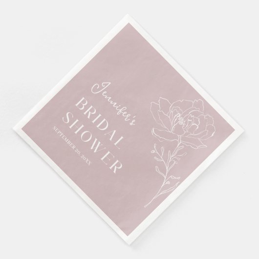 Minimalistische Roze Bloem Boho Bruiloft Feest Servet (Hoek)