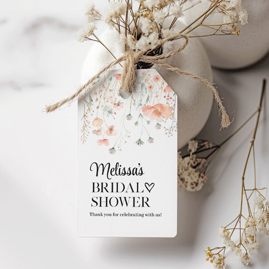Minimalistische Roze Bloem Bruidsfeestcadeautag Cadeaulabel