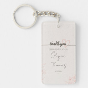 Minimalistische Roze Bloem Huwelijksgeschenk Sleutelhanger