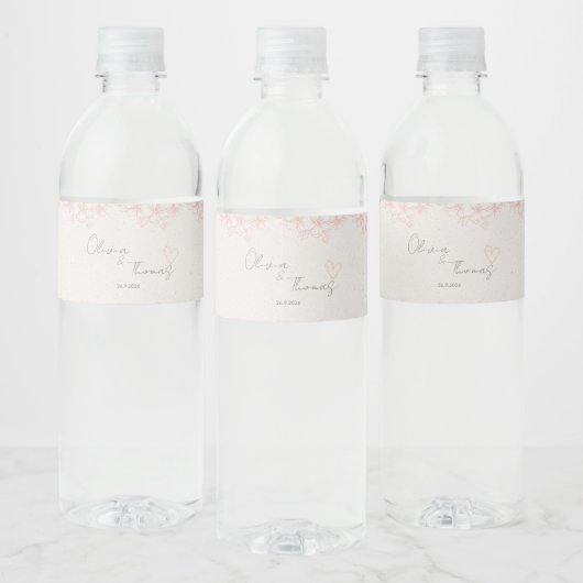 Minimalistische Roze Bloem Waterfles Label Etiket (Flessen)