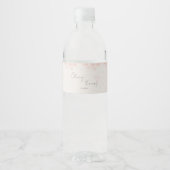 Minimalistische Roze Bloem Waterfles Label Etiket (Voorkant)