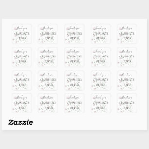 Minimalistische Roze Bloemachtige Trouw Vierkante Sticker