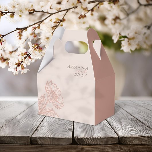 Minimalistische Roze Bloemen Huwelijk Bedankdoosjes