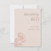 Minimalistische Roze Bloemen Huwelijk Save The Date (Voorkant)