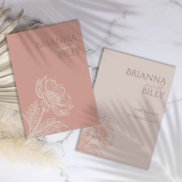 Minimalistische Roze Bloemen Huwelijk Save The Date