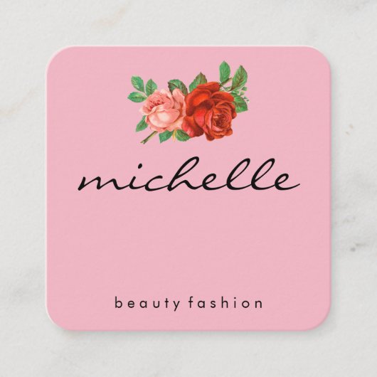 Minimalistische (roze) bloemen vierkante visitekaartje (Voorkant)
